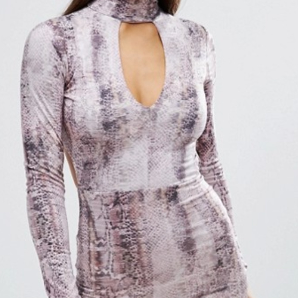 ASOS High Neck Snake Skin Pink Dress
